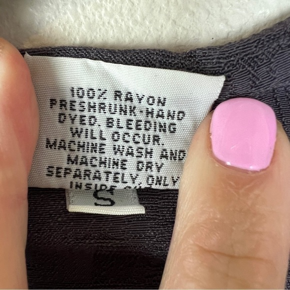 CP Shades Black Button Front Rayon Floral Tunic Lagenlook - Picture 5 of 5